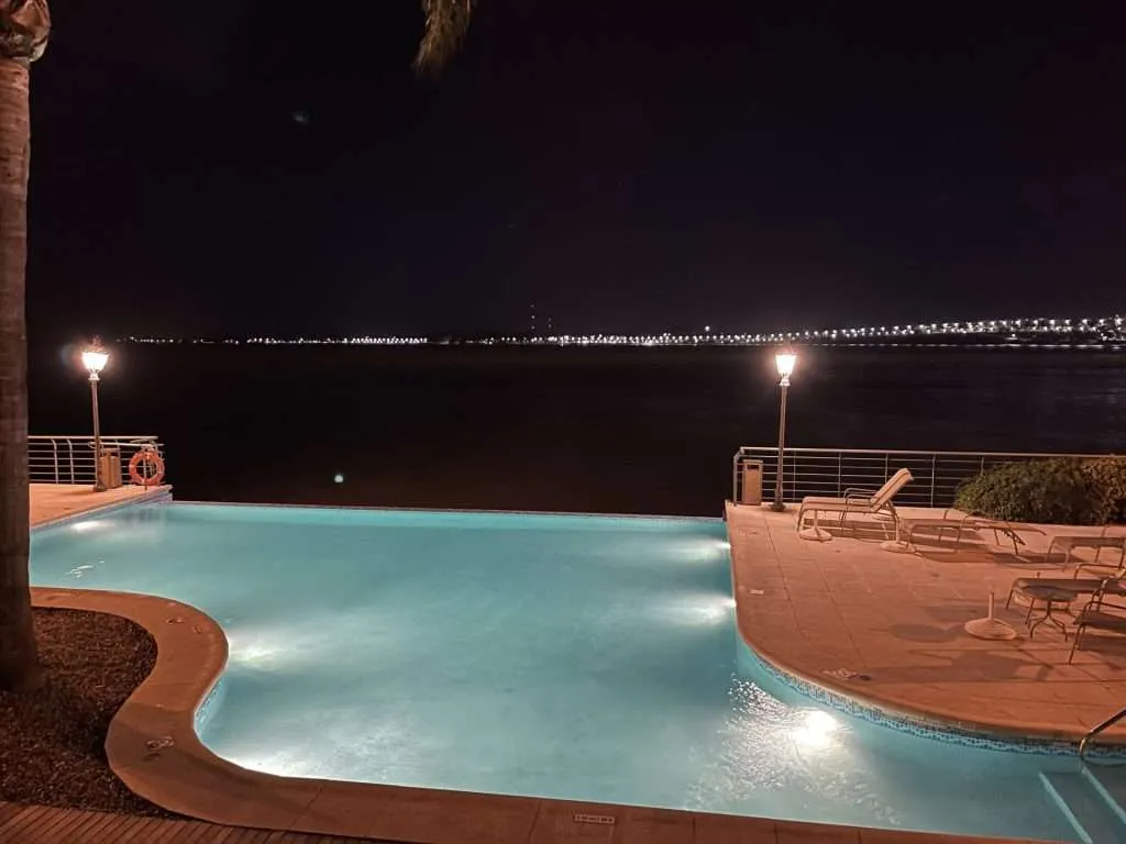 View at night from Radisson Hotel Colonia del Sacramento