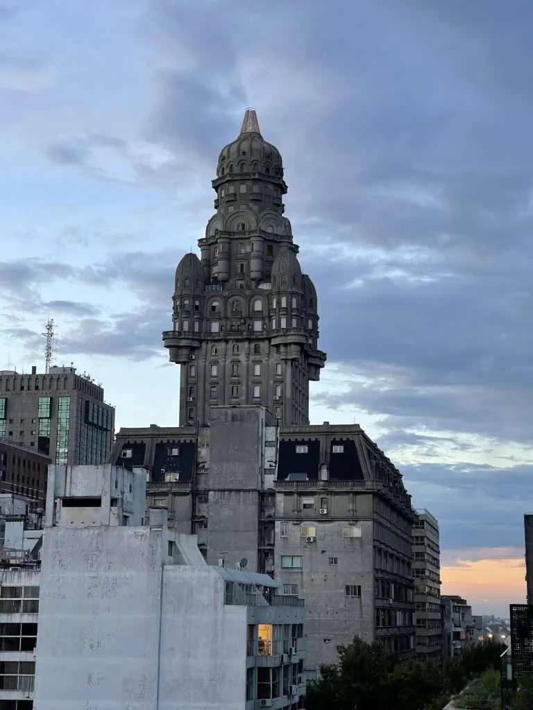 Sunset over Palacio Salvo in Montevideo Uruguay