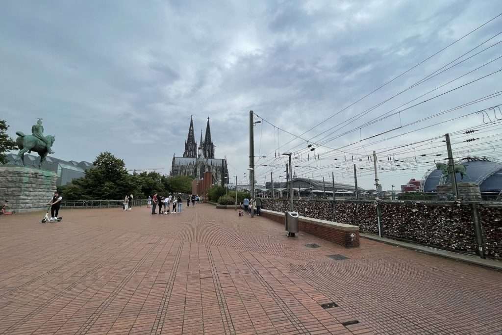 View from Hohenzollernbrücke towards Cologne Cathedral