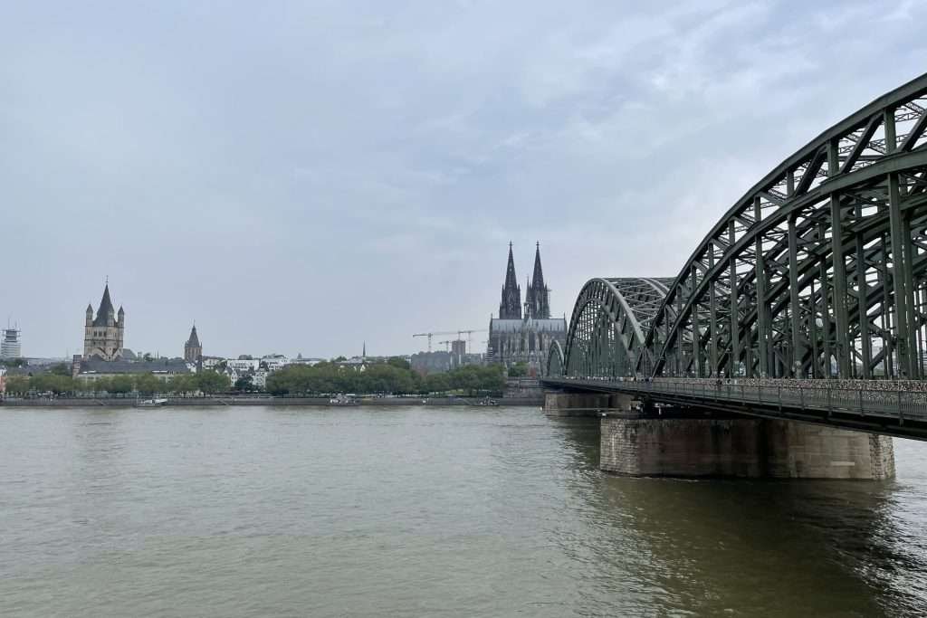 View across Rhine to Cologne Cathedral