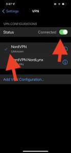 Turn on NordVPN Manual Install