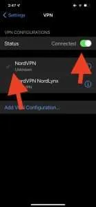 Turn on NordVPN Manual Install