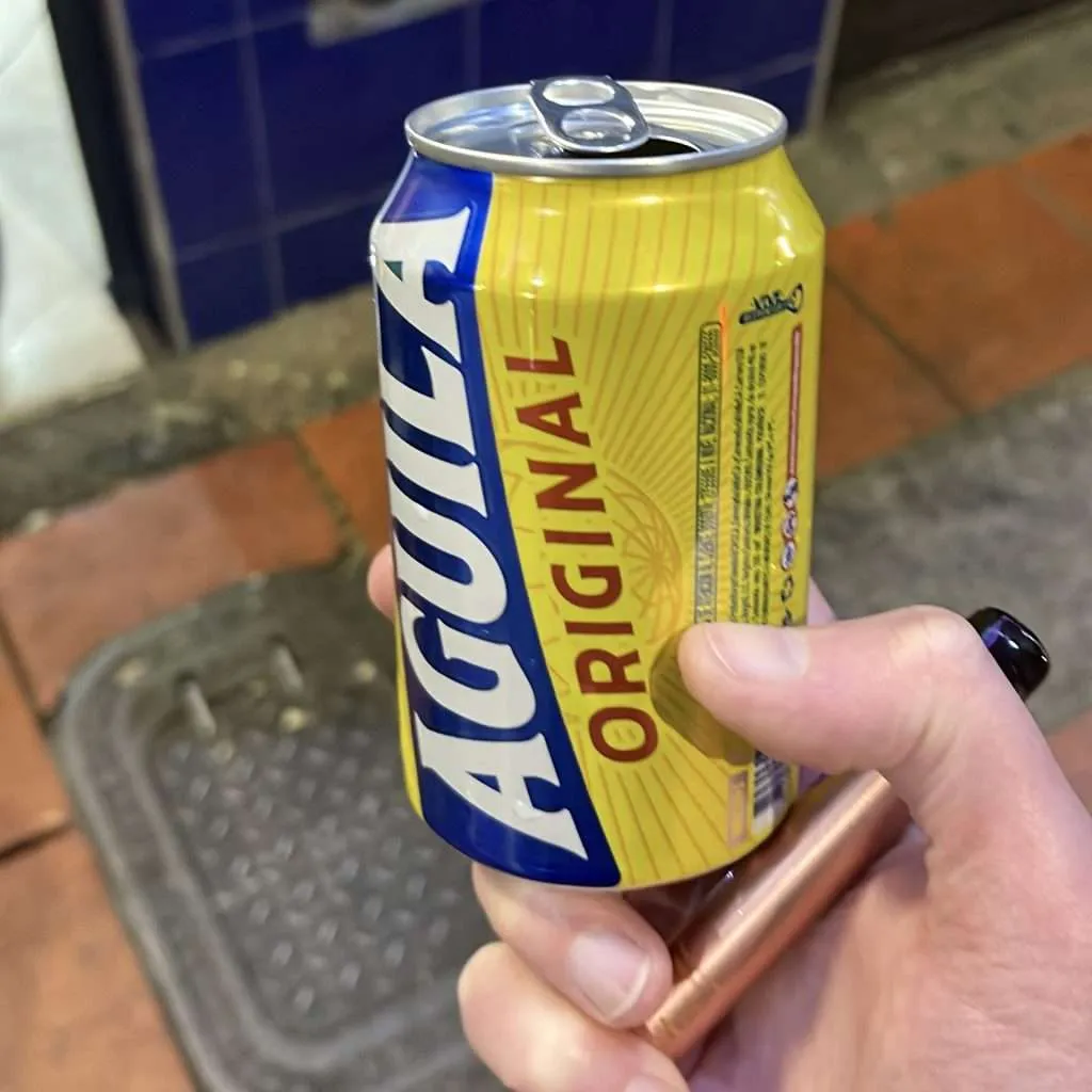 Drinking beer on the street in Bogota Colombia