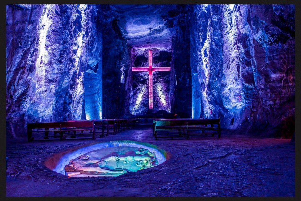 Salt Cathedral of Zipaquirá which is less than 2hrs from Bogota Colombia