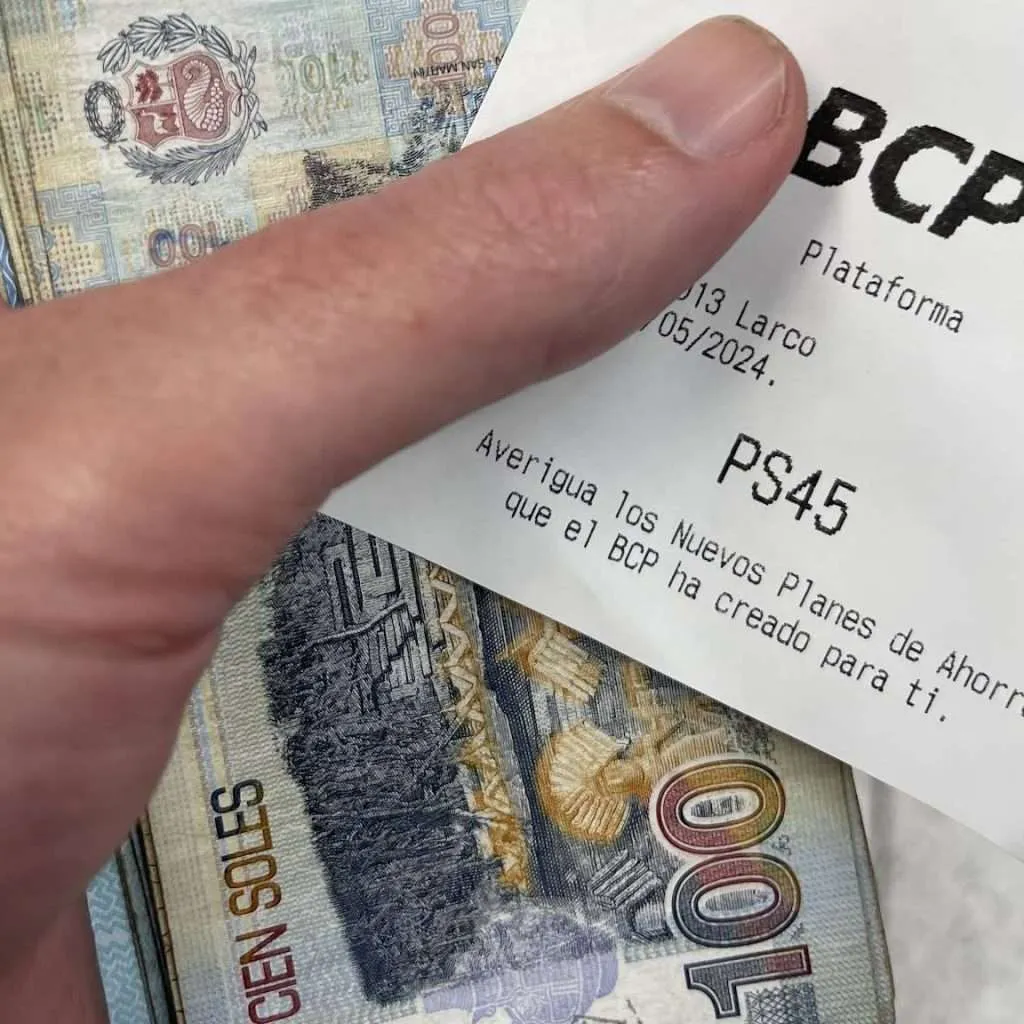 Getting cash from an ATM in Peru
