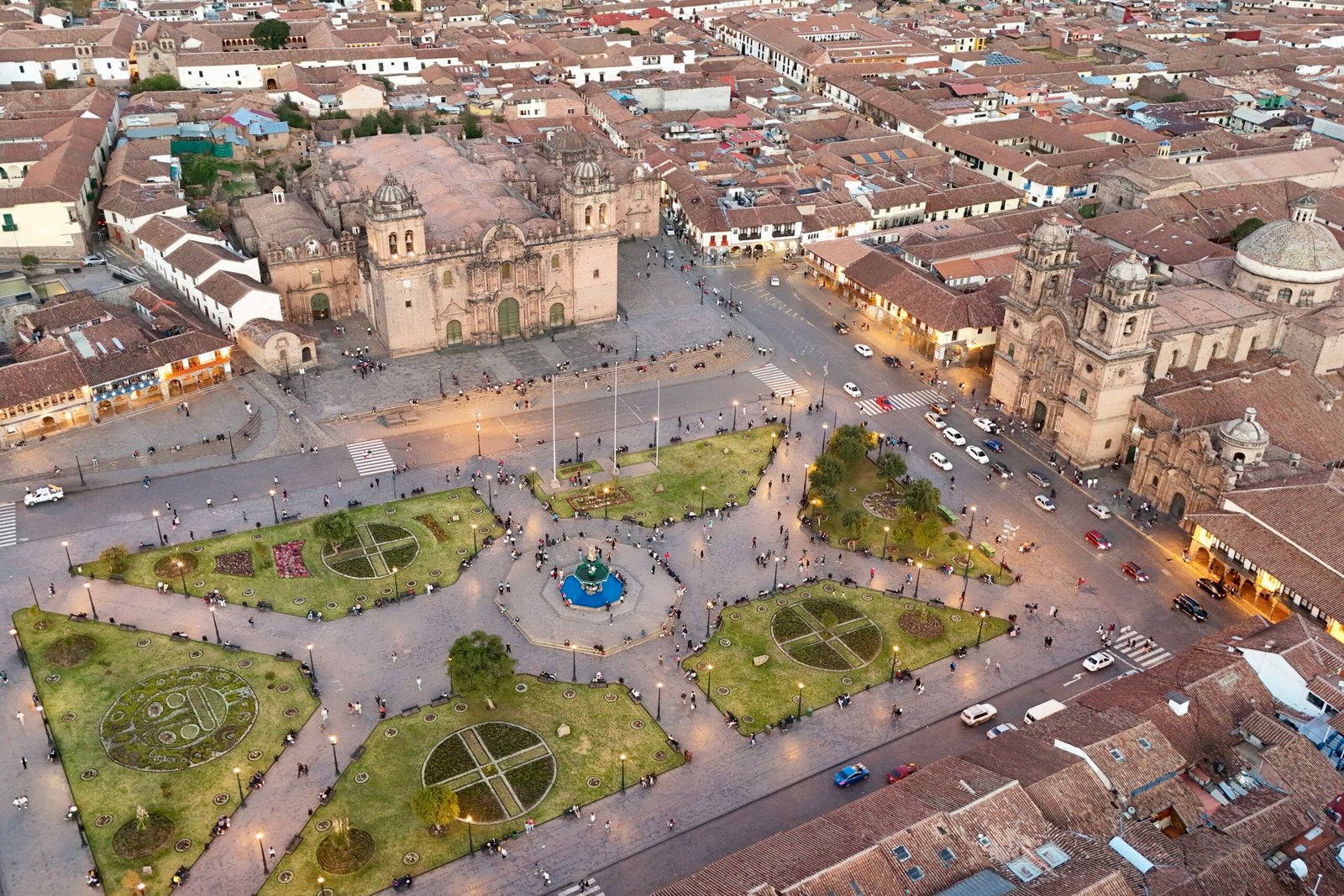 Cusco Plaza de Armas from above during the day