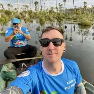 Kieran from In Lovely Blue in the Peruvian Amazon at Lago Yacumama in Tambopata
