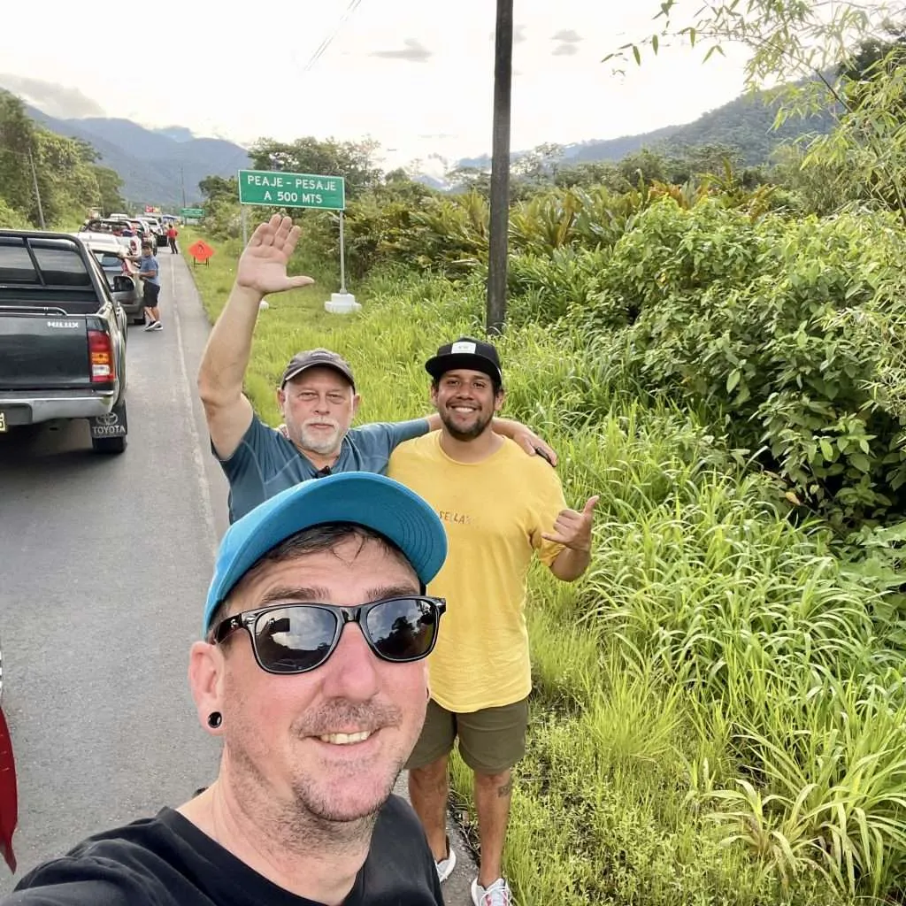 Kieran and the boys on the road trip from Cusco to Puerto Maldonado