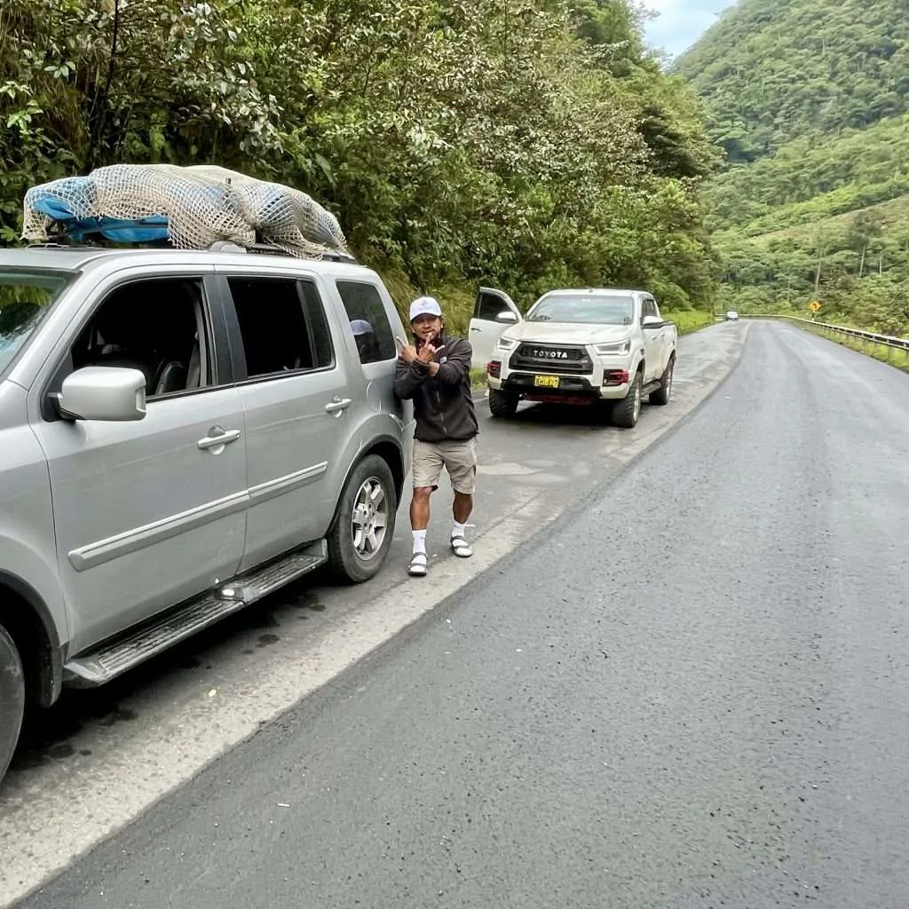 Marco on the road trip from Cusco to Puerto Maldonado