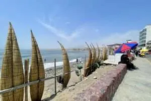 Punta Huanchaco in Trujillo - Traditional surf fishing canoes