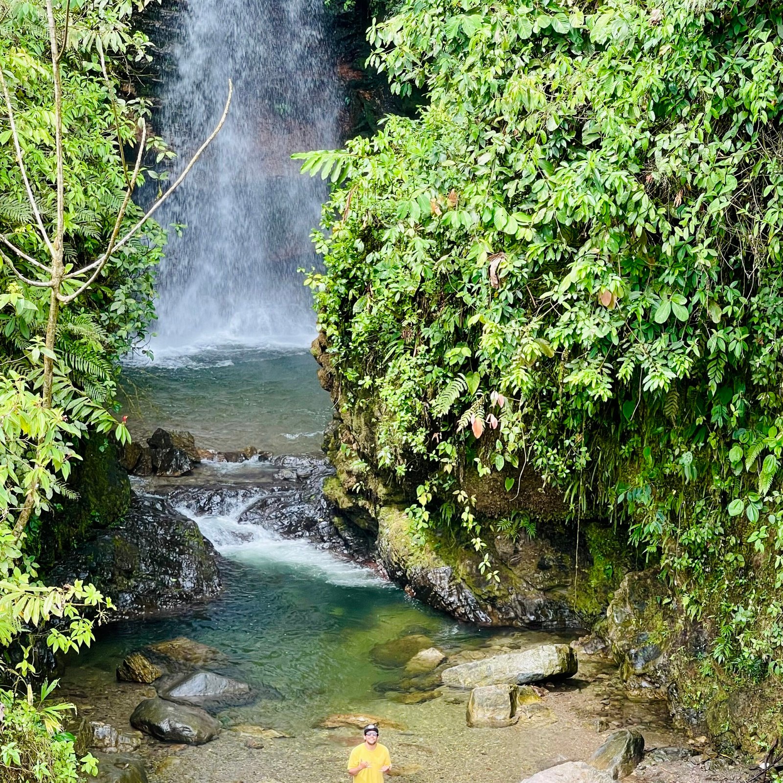 Waterfall on the road trip from Cusco to Puerto Maldonado